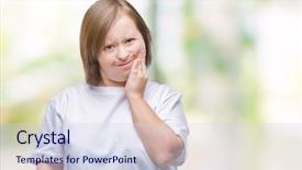  Presentation with dental down syndrome - PPT theme enhanced with adult woman with down syndrome background and a sky blue colored foreground