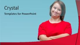  Presentation with down syndrome - Cool new PPT theme with adult woman with down syndrome backdrop and a light blue colored foreground
