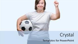  Presentation with down syndrome - PPT layouts with adult woman with down syndrome background and a light blue colored foreground