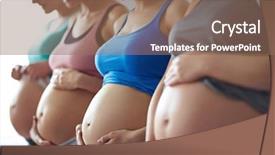  Presentation with pregnancy women - Audience pleasing slide deck consisting of adult women group - pregnancy backdrop and a coral colored foreground
