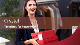  Presentation with women boutique - PPT theme consisting of adult women shopping for clothes in boutique in autumn background and a tawny brown colored foreground