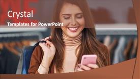  Presentation with women boutique - Beautiful slide deck featuring adult women shopping for clothes in boutique in autumn backdrop and a tawny brown colored foreground