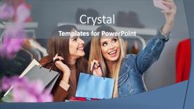  Presentation with women boutique - PPT theme having adult women shopping for clothes in boutique in autumn background and a gray colored foreground