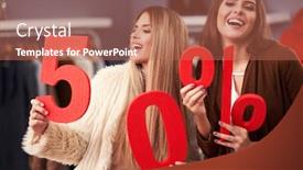  Presentation with women boutique - Slide set having adult women shopping for sale in boutique in autumn background and a coral colored foreground