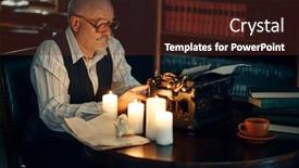  Presentation with candle - Slides having adult-writer-works-on-typewriter background and a tawny brown colored foreground