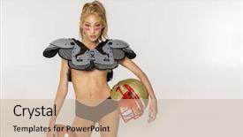  Presentation with american football - Cool new theme with adultery - model posing with american football backdrop and a soft green colored foreground
