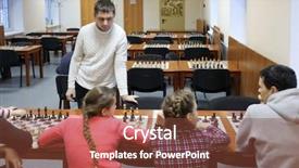  Presentation with play children - Theme enhanced with adults and children play chess background and a tawny brown colored foreground