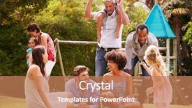  Presentation with kids garden - Cool new presentation with adults and kids having fun backdrop and a coral colored foreground