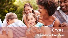  Presentation with kids garden - Amazing presentation design having adults and kids sitting backdrop and a coral colored foreground
