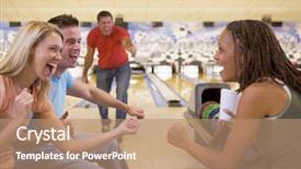  Presentation with bowling - Presentation theme consisting of adults cheering in a bowling background and a coral colored foreground