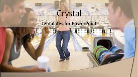  Presentation with diverse young adults - Beautiful presentation theme featuring adults cheering in a bowling backdrop and a lemonade colored foreground
