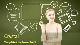  Presentation with teacher - Cool new theme with adulteducation - portrait of young female teacher backdrop and a tawny brown colored foreground