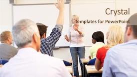  Presentation with teaching - PPT theme having enseignement superieur - senior tutor teaching class background and a lemonade colored foreground