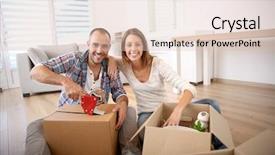  Presentation with diverse young adults - Beautiful presentation design featuring adults moving in new home backdrop and a lemonade colored foreground