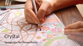  Presentation with adult coloring book - PPT theme consisting of adultscolorful - adult antistress colouring book background and a lemonade colored foreground