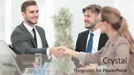  Presentation with how to deal hostile people - Colorful slide set enhanced with advanced accounting - business people closing a deal backdrop and a  colored foreground