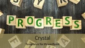  Presentation with colour blocking building blocks - Slide set consisting of advanced business training - wooden blocks with the text background and a coral colored foreground