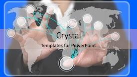  Presentation with virtual hand - PPT theme featuring advanced computer networking - business hand touch on virtual background and a mint green colored foreground