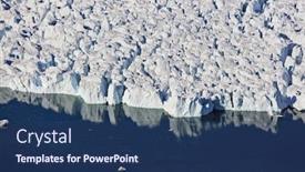  Presentation with advanced - Slide set having advanced glacier calving in the arctic ocean - aerial view background and a ocean colored foreground