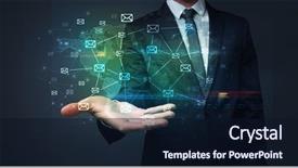  Presentation with communication - Theme featuring advanced management - elegant businessman holding communication concept background and a wine colored foreground