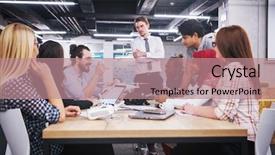  Presentation with drone technology - Theme having advanced management - multiethnic startup business team discussing background and a coral colored foreground