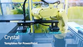  Presentation with robot arm - PPT layouts having advanced management - robotic and automation system control background and a teal colored foreground