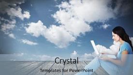  Presentation with cyber stalking computer laptop suffering - Beautiful presentation theme featuring romantic dinner on the roof at sunset backdrop and a gray colored foreground