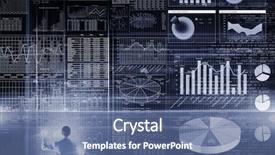  Presentation with virtual technology - Beautiful slide deck featuring advanced technology - back view of businesswoman working backdrop and a ocean colored foreground