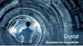  Presentation with virtual technology - Slide deck featuring advanced technology - back view of businesswoman working background and a ocean colored foreground