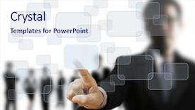  Presentation with advanced - Amazing PPT layouts having advanced technology - hand pushing on a touch backdrop and a sky blue colored foreground