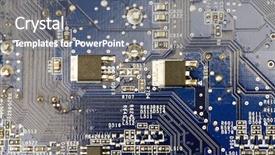  Presentation with microprocessor - Cool new PPT theme with advanced technology - technogenic background from a dark backdrop and a ocean colored foreground