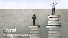  Presentation with advantage - Colorful presentation enhanced with advantage - business people on books pile backdrop and a gray colored foreground