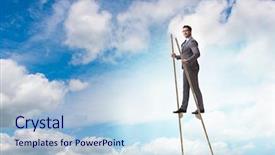  Presentation with advantage - Colorful PPT theme enhanced with competitive advantage - businessman walking on stilts backdrop and a light blue colored foreground