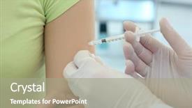  Presentation with advantage - PPT theme with advantage - doctor vaccinating patient in clinic background and a gray colored foreground