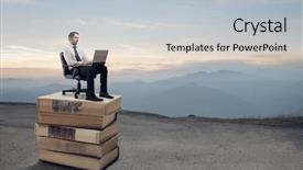  Presentation with advantage - PPT theme enhanced with advantage - young businessman working with laptop background and a light gray colored foreground