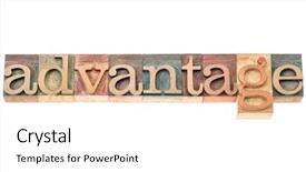 Presentation with advantage - Colorful slide deck enhanced with advantage word typography - isolated text backdrop and a white colored foreground
