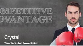  Presentation with boxing - PPT layouts featuring advantages sports - businessman with boxing gloves background and a dark gray colored foreground