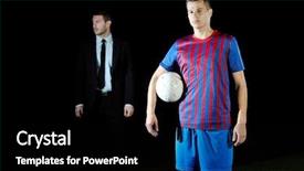  Presentation with sport coach - PPT layouts featuring advantages sports - soccer sport manager in business background and a black colored foreground