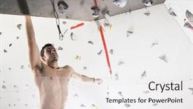  Presentation with mountain climbing - Cool new slide set with advantages sports - young and fit man exercise backdrop and a white colored foreground