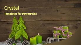  Presentation with green apple - PPT theme with advent christmas decoration with gift background and a tawny brown colored foreground