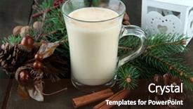  Presentation with animated christmas - Theme having advent one - cup of eggnog with fir background and a wine colored foreground