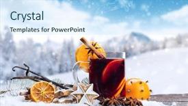  Presentation with wine - PPT theme consisting of advent one - hot red wine drink background and a sky blue colored foreground