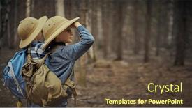  Presentation with kids space - PPT theme with adventure-and-nature-exploring background and a tawny brown colored foreground