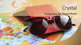  Presentation with passport travel - PPT theme with adventure concept sunglasses and passports background and a blonde colored foreground