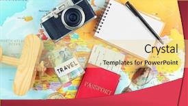  Presentation with passport travel - Amazing slides having adventure concept traveler items backdrop and a blonde colored foreground