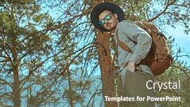  Presentation with pine trees - Theme having adventure-hiking-nature-exploring-portrait background and a tawny brown colored foreground