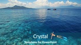  Presentation with sea coral - Beautiful presentation theme featuring adventure indonesia - young man snorkeling in clear backdrop and a  colored foreground