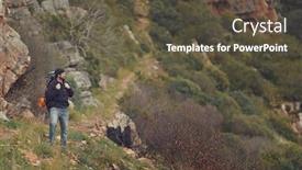  Presentation with survival - Presentation design consisting of adventure man hiking wilderness mountain with backpack outdoor lifestyle survival vacation background and a tawny brown colored foreground