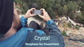  Presentation with gps - Slide set consisting of adventure man with gps device or phone outdoors in wilderness exploring background and a ocean colored foreground