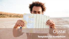  Presentation with joyful - Theme enhanced with adventure quest - joyful african american young man background and a coral colored foreground